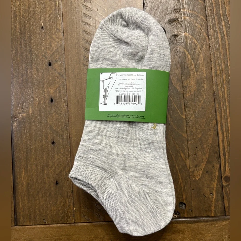 Kate Spade Low Cut White Socks with Pink and Orange Snail Accents 3PK
